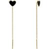Aka Gioielli® - Orecchini Pendenti a Catenella con Cuore Nero in Argento 925 Placcato Oro 18K, Orecchini Infilatori Saliscendi Donna e Ragazza