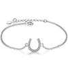 Gold Gala Bracciale in Argento 925 Rodiato con Zirconi Bianchi Misura Regolabile (Ferro di Cavallo)