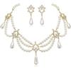 Clearine Set di gioielli alla moda da donna anni '20, vintage, multistrato, collana e bracciale e orecchini per cosplay