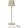 K-Bright 1 pezzo Dimmerabile Lampada da tavolo in alluminio Beige sabbia | Ricaricabile Colore luce calda da 3000K Per interni/esterni Lampada da tavolo con base di ricarica a contatto, H38cm