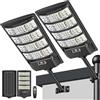 LEKIA 1000W Lampione Solare LED Esterno, 6500K Luce Solari da Esterni dal Tramonto All'alba con Sensore di Movimento e Telecomando, Lampada Solare IP66 Impermeabili con per Giardino, 2 Pezzi
