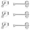 CERSLIMO Cerslmo, 3 paia di piccoli orecchini a perno per donne e ragazze, in argento Sterling da 2 mm, oro rosa 14 K, con zirconia cubica, ipoallergenici, colore: 3 Pairs 2mm-silver, cod. 011a-2A
