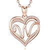 INFUSEU Lettera Collana Alfabeto W, Ciondolo Lettera in Oro Rosa Doppio Cuore Gioielli Cubic Zirconia Cz Regali Romantici Per Lady Moglie Mamma, Catena da 20 Pollici