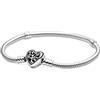PANDORA Braccialetto con albero e scritta Family in maglia snake e chiusura a forma di cuore, 18