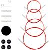 Ruidi Set di 4 cavi intercambiabili per ferri circolari intercambiabili Ruidi (Nylon Rosso (Girevole), 35cm, 40cm, 50cm, 60cm)