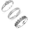 LeCalla 925 Anelli da Punta in Argento Sterling Minimalista Set di Anelli da Punta Regolabili Aperti Semplici e Antichi per Donne