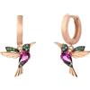 BOHORIA Einstück Kolibri Hoops I orecchini in argento sterling 925 con uccelli, orecchini a cerchio con zirconi verdi e rosa, oro 14 carati e oro rosa, anallergici, 1 x 2 x 0.3 cm, Argento sterling