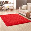 Ommda tappeti Salotto Pelo Lungo Moderni Quadrati tappeti Lavabili in Lavatrice Salotto Rosso 160x200cm
