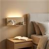 Alpinaluz Applique LED da Parete con Luce di Lettura Orientabile e Luce Ambientale 2700K, Interruttore Doppio, Doppia Porta di Ricarica USB, Mensola, Metallo con Effetto Legno