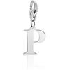 Aka Gioielli® - Charm Lettera P in Argento Sterling 925 Rodiato Ciondolo Iniziali Alfabeto