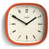 Jones Clocks® Marvel orologio da parete | Orologio quadrato arrotondato retrò 25cm | Arancione | Look design moderno cool per cucina, soggiorno o ufficio