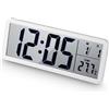 Nuxory Orologio da Parete Digitale, 13 orologio da parete digitale, Ora e Temperatura, 12/24 Ore, Alimentazione a batteria e alimentazione USB, orologio digitale per Camera da Letto, Soggiorno, Ufficio