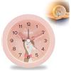 Idota Sveglia per bambini, senza ticchettio, simpatica con luce notturna, analogica, sveglia dolce per i principianti, alimentata a batteria (senza batteria) - Rosa cervo