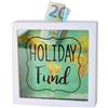 ootb Out of the blue 144315 Salvadanaio Bianco in Plastica, Holyday Fund, Disegno Mappamondo, 15 Cm