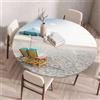 Morbuy Tovaglia Rotonda con Bordo Elastico, Motivo Vista Mare 3D Tovaglia per Tavolo Rotondo Antimacchia Impermeabile Copritavolo Copri Tavolo per Cucina (Spiaggia sabbiosa A,Diametro 120cm)