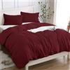 Cotopuro Copripiumino Matrimoniale 100% Cotone 260x240 (2 Federe 50x80), Set Copripiumino in Premium Cotone 150GSM OEKO-TEX, Morbida, Traspirante, Ipoallergenica - Bordeaux