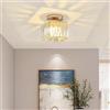 Sxtiger Plafoniera moderna in cristallo mini lampadario dorato E27 Paralume quadrato per corridoio ingresso cucina camera soggiorno (oro)