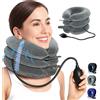 LuxoCare Dispositivo di Trazione Cervicale Gonfiabile Regolabile - Collare e Cuscino Cervicale per Alleviare il Dolore al Collo, Supporto Ergonomico da Viaggio con Pompa ad Aria (Grigio)