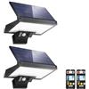 JESLED Faretto LED da Esterno Solare con Sensore di Movimento, 108LED 2600mAh Lampada Solare da Esterno Girevole, 3 Colori 4 Modalità Luci Solari Esterno Ricaricabile, 2 Pezzi