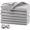 Jogoico Strofinacci Cucina 100% Cotone (Set di 6), Canovacci Cucina 35 x 35 cm, Asciugamani da Cucina Super Assorbenti, Stracci Cucina Per Tavolo da Pranzo, Lavabili in Lavatrice-Grigio Chiaro