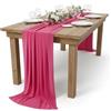 iEventStar Runner da tavolo in chiffon Runner tavola Lavabile Decorazione Matrimoni e Comunioni Compleanno Feste 300 cm x 70 cm (1, fucsia)