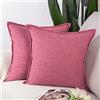 Madizz 2 Pezzi Lino in Poliestere Copricuscini Morbido Decorativo Fodere per Cuscino Lusso Stile per Divano Camera da Letto 40x40 cm Rosa