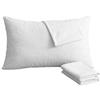 Bedecor Set 2 x Federe Copricuscini Impermeabili 40x70cm in Spugna Cotone, Traspiranti Ipoallergenici con Cerniera Laterale Bianca Copriguanciale