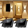 Gouzloyed 2 Pezzi Lampada Solare Da Esterno 6 LED Luci Solari Esterno Alto e Basso Luci Solari da Parete IP65 Impermeabile per Giardino Balcone Terrazza Scale (Luce Bianca Calda)