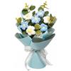 PLUSHCEWT Mazzo di fiori all'uncinetto blu, 23 x 33 cm, fatto a mano | Filato, facile da pulire, non innaffia, non scolorisce, per soggiorno e ufficio, regalo per le donne