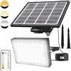 MEIKEE Faretto Solare LED da Esterno con Telecomando, Luce Led con Pannello Solare 5000mAh, 3 Modalità/3 Luminosità/3 Colore Regolabili, IP66 Luci Solari con 5M Cavo per Giardino Garage Terrazze