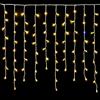 IXTRIMA Tenda Luminosa 200 LED, 5Mt, Luce Giallo, Cavo Bianco, IP65, Prolungabile, Effetto Flash, Con fili pendenti a lunghezze alternate (30-70-40-60 cm) per effetto a cascata