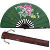 Medigy Ventagli cinesi pieghevoli in bambù per Kung Fu Tai Chi, 33 cm, per arti marziali, Tai Chi, danza e spettacoli, design con fiori di peonia, 2 pezzi