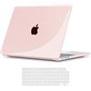 TECOOL Cover compatibile con MacBook Air M5 M4 M3 M2 13,6 Pollici 2022-2026 A3449 A3240 A3113 A2681, Custodia Rigida Protettiva Sottile in Plastica e Copritastiera UE, Cristallo Rosa Chiaro