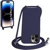 WenBaby Cover Compatible con iPhone 14 Pro Max,Cellulare Girocollo Custodia con Cordino TPU Corda Silicone Case Bumper per iPhone 14 Pro Max Custodia, Blu navy