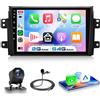 VECHTEL Autoradio 2G+64G Android 15 per Suzuki SX4 2006-2013/Fiat Sedici 2005-2014, 9'' IPS 1280*720P Schermo Tactile co 5G WiFi GPS Carplay Android Auto senza Fili USB Bluetooth EQ FM RDS Retrocamera