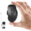 Uiosmuph MINI Mouse Bluetooth, Ricaricabile senza fili Bluetooth Tri-Mode BT 5.1/5.0 + 2.4G, Silenzioso Mouse Wireless con Ricevitore USB e Tipo-C, 1600DPI Travel Mice per Laptop, Nero