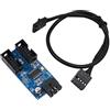 POFET Scheda madre USB 2.0 9 pin Header Adattatore splitter per hub di estensione da 1 a 2