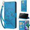 SIENIANLINE Cover per Motorola Moto G54 5G custodia portafoglio Farfalla - Blu | 3 scomparti carte, 1 tasca banconote, Chiusura magnetica, Supporto, Pelle PU flip cover per Moto G54 Power