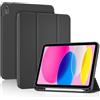 ProCase Cover Per iPad A16 11 Gen 11 Pollice 2025/10 Gen 10.9 Pollice 2022 | con Full Camera Protezione Morbida TPU Copertura Posteriore -Puro Nero