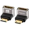 Togconn Adattatore da mini HDMI a HDMI ad angolo 8K, 2 pezzi, (90 e 270) gradi, mini HDMI maschio a HDMI femmina, adattatore ad angolo, supporta 8K a 60Hz, 4K a 120Hz, per laptop, TV, monitor, PS5