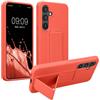 kwmobile 1x Custodia Compatibile con Samsung Galaxy S25 - Cover Supporto Dita - Back Case per Smartphone - Protezione Gommata corallo