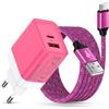 HitTid Caricatore USB C a doppia porta da 20 W, Samsung con cavo di ricarica da 1,8 m per Samsung Galaxy S26/S25/S24/S23/S22/S21/S20/A17/A16/A56/A36, cavo di ricarica rapida di tipo C con alimentatore di