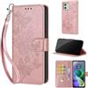SIENIANLINE Cover per Motorola Moto G54 5G custodia portafoglio Oro Rosa | 3 scomparti carte, 1 tasca banconote, Chiusura magnetica, Supporto, Pelle PU flip cover per Moto G54 Power