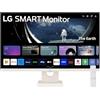 LG 27U511SA Monitor Smart 27 Full HD IPS HDR, webOS con app di streaming, Wi-Fi, Bluetooth, AirPlay, Screen Share, Speaker Stereo 10W, 2x HDMI, 2x USB, 100Hz, Eye Care Mode, Telecomando, Bianco