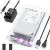 ELUTENG Case SSD 3.5 SATA USB 3.0, 5Gbps Case Hard Disk Esterno per SATA 3,5'' e 2,5'' SSD HDD Fino a 24TB con Illuminazione RGB, Supporto UASP/TRIM, Nessuno Strumento Case Disco Rigido (Trasparente)