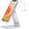 OMOTON, supporto per telefono da scrivania, multi-angolo, regolabile, supporto per cellulare in alluminio, compatibile con iPhone 13 Pro/13/12 Pro Max/12/11 Pro/XR, Samsung S20/S10/S9, argento