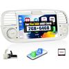SIXWIN 2+64G Android 13 Autoradio per FIAT 500 2007-2015 con CarPlay/Android/Mirror Link, 7 HD TouchScreen Schermo Navigatore WiFi Bluetooth RDS FM EQ(Bianco)