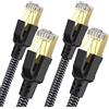 CABNEER Cavo Ethernet Cat 8 1,5M 2Pezzi, 40Gbps Cavo di Rete ad Alta Velocità 2000MHz Cavo Ethernet, Gigabit RJ45 Nylon Intrecciato Cavo LAN, Cavo Patch per Router Modem TV