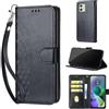 SIENIANLINE Cover per Motorola Moto G54 5G custodia portafoglio Cubo - Nero | 3 scomparti carte, 1 tasca banconote, Chiusura magnetica, Supporto, Pelle PU flip cover per Moto G54 Power