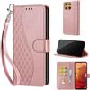 SIENIANLINE Cover per Motorola Moto G15 custodia portafoglio Cubo - Oro Rosa | 3 scomparti carte, 1 tasca banconote, Chiusura magnetica, Supporto, Pelle PU flip cover per Moto G15 Power